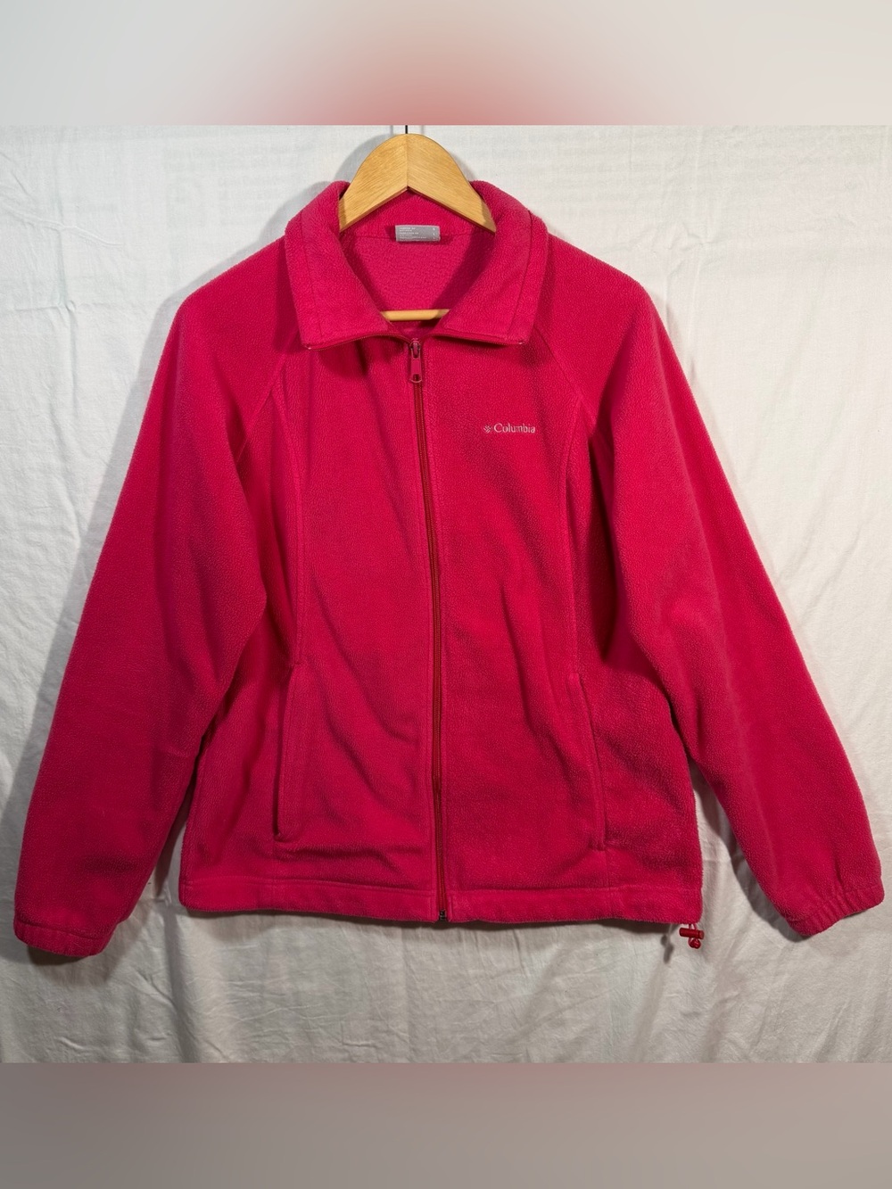 Columbia Jacket Women Large Pink Full Zip Fleece Outdoor Logo